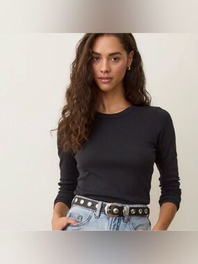MARINE LAYER Lexi Rib Sun-In Longsleeve Crew Neck Tee Blouse Shirt Size Small